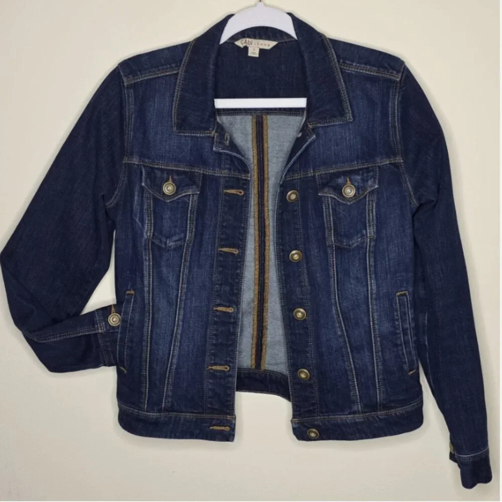 CAbi Jeans Blue Denim Jacket Womens S Style 721 Rodeo Trucker Classic Western - Picture 2 of 12